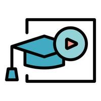 Graduation video icon vector flat