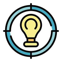 Bulb idea target icon vector flat