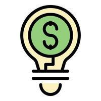 Bulb money idea icon vector flat