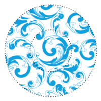 Round plate with blue elegant pattern png