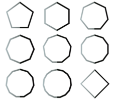 Polygon black and white shapes set illustration png