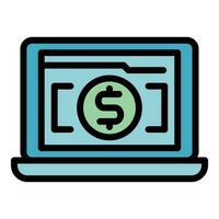 Laptop banking icon vector flat