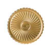 Round golden plate, tray pattern isolated over transparent background png illustration