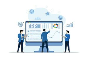 ERP enterprise resource planning concept, company productivity and improvement. Illustration for website, landing page, mobile app, poster and banner. flat vector illustration on a white background.