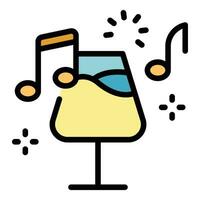 Music wine glass icon vector flat