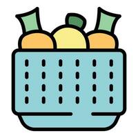 Full colander icon vector flat