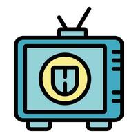 Tv copyright icon vector flat