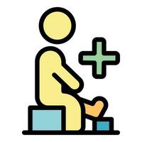 Broken leg icon vector flat