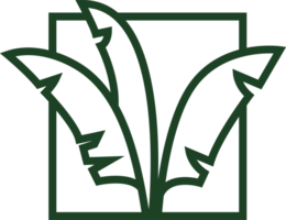 vert feuille rétro main tiré ligne art icône monogramme png