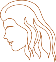 Orange Women Face Pose Hand Drawn Line Art png