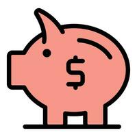 cerdito banco pago icono vector plano