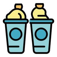 Garbage bin cart icon vector flat