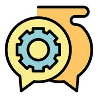 Gear chat support icon vector flat