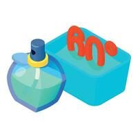 Daily wash icon isometric vector. Basin of water sixty degrees and perfume icon vector