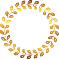 Luxury Gold Leaves Circle Laurel Wreath png