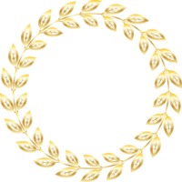 Luxury Gold Leaves Circle Laurel Wreath png