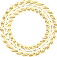 Luxury Gold Leaves Circle Laurel Wreath png