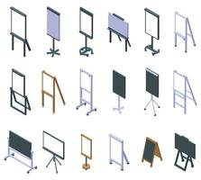 Flipchart icons set isometric vector. Board easel vector