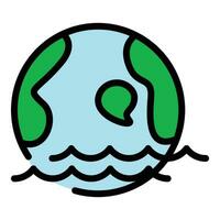 Global sea level icon vector flat