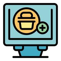 Online store monitor icon vector flat