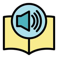 Sound on book icon vector flat