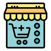 Online cart shop icon vector flat