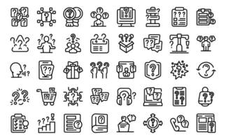 Asking a question icons set outline vector. Post chat vector