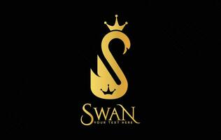 Luxury golden premium swan logo vector