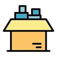 Full toy box icon vector flat