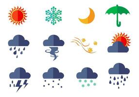 weather icons design elements various flat colored style vector