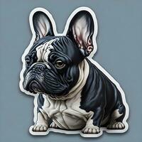 French bulldog sticker, cartoon with plain background photo