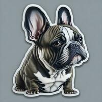 French bulldog sticker, cartoon with plain background photo