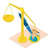 Vote concept icon isometric vector. Scales with candidate icon pen and document vector