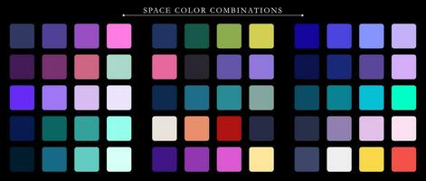 Space palette. Trend color palette guide template. An example of a color palette. Forecast of the future color trend. Match color combinations. Vector graphics. Eps 10.