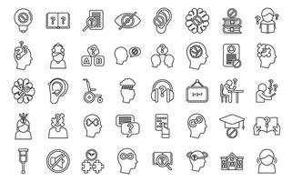 Learning disability icons set outline vector. Education insclusive vector