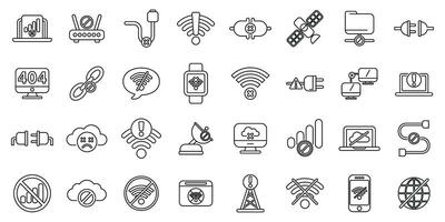 Lost connection icons set outline vector. Antenna signal vector