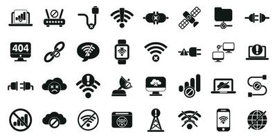Lost connection icons set simple vector. Antenna signal vector