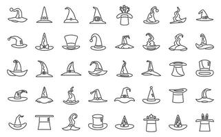 Magic hat icons set outline vector. Rabbit ear vector