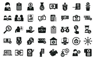 Lender icons set simple vector. Man bank vector