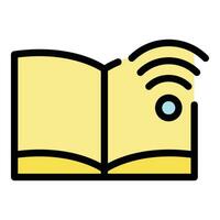 Tienda digital libro icono vector plano