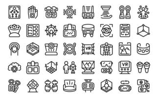 Motion sensor game icons set outline vector. Vr people vector