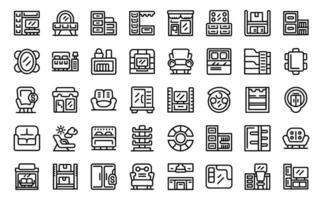 Furniture store icons set outline vector. House wood vector