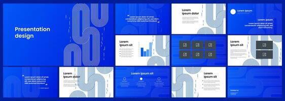 Modern blue vector template for business presentations and advertising. Abstract shapes, creative graphic elements for easy customization. White lines, infinity sign. Technology or business concept