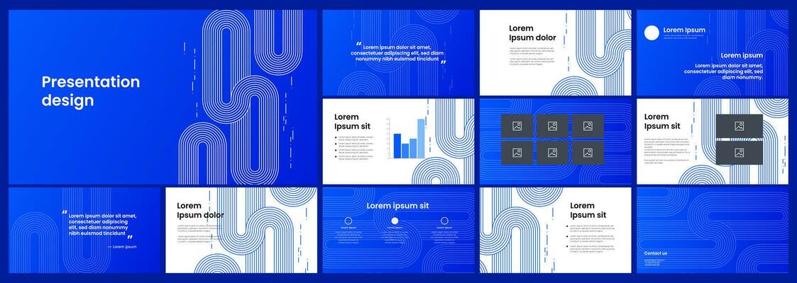 Modern blue vector template for business presentations and advertising. Abstract shapes, creative graphic elements for easy customization. White lines, infinity sign. Technology or business concept
