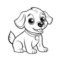 un linda mano dibujado dibujos animados vector ilustración de un sonriente cachorro, Perfecto para un colorante página. el gráfico contorno perro aislado diseño hacer eso fácil a utilizar en colorante libros, hojas de trabajo para niños.