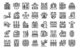 Artificial intelligence in agriculture icons set outline vector. Smart field vector