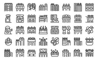 Roof gardening icons set outline vector. House office vector