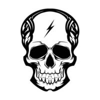 skull head hand drawn line drawing vector