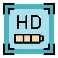 hd vídeo calidad icono vector plano