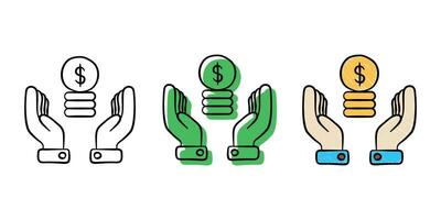 conjunto de mano dibujado ilustración financiero icono con color variante vector